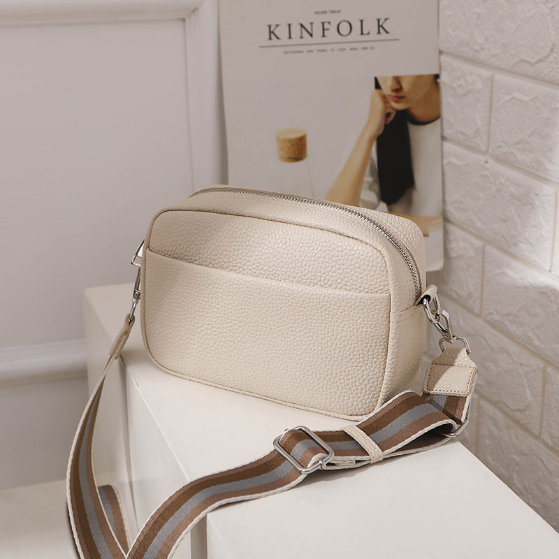 Solid Color Women's Messenger Bag with Wide Strap
