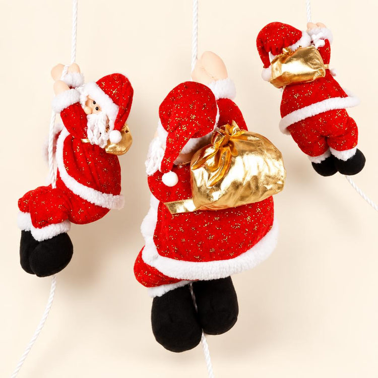 Christmas Scene Decorative Rope Climbing Santa Claus